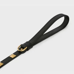 Discount Thin Dog Leash in smooth Calfskin with pyramid studs Dog Accessories