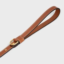 New Thin Dog Leash in Smooth Calfskin with Studs Triomphe Dog Accessories