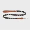 Outlet Thin Dog Leash in Triomphe Canvas and Calfskin with studs Dog Accessories