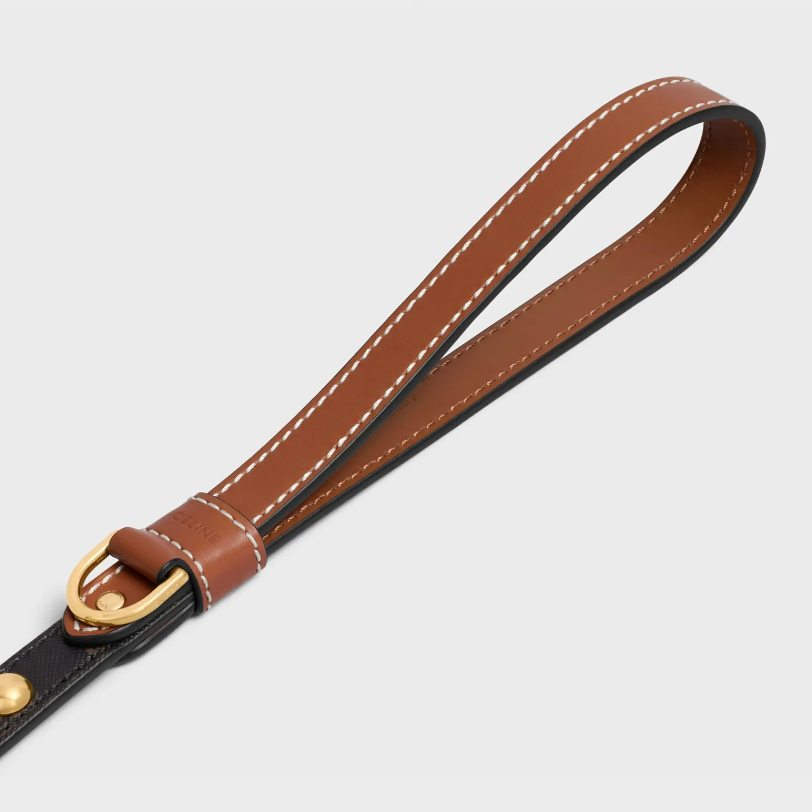 Fashion Thin Dog Leash in Triomphe Canvas and Calfskin with studs Dog Accessories