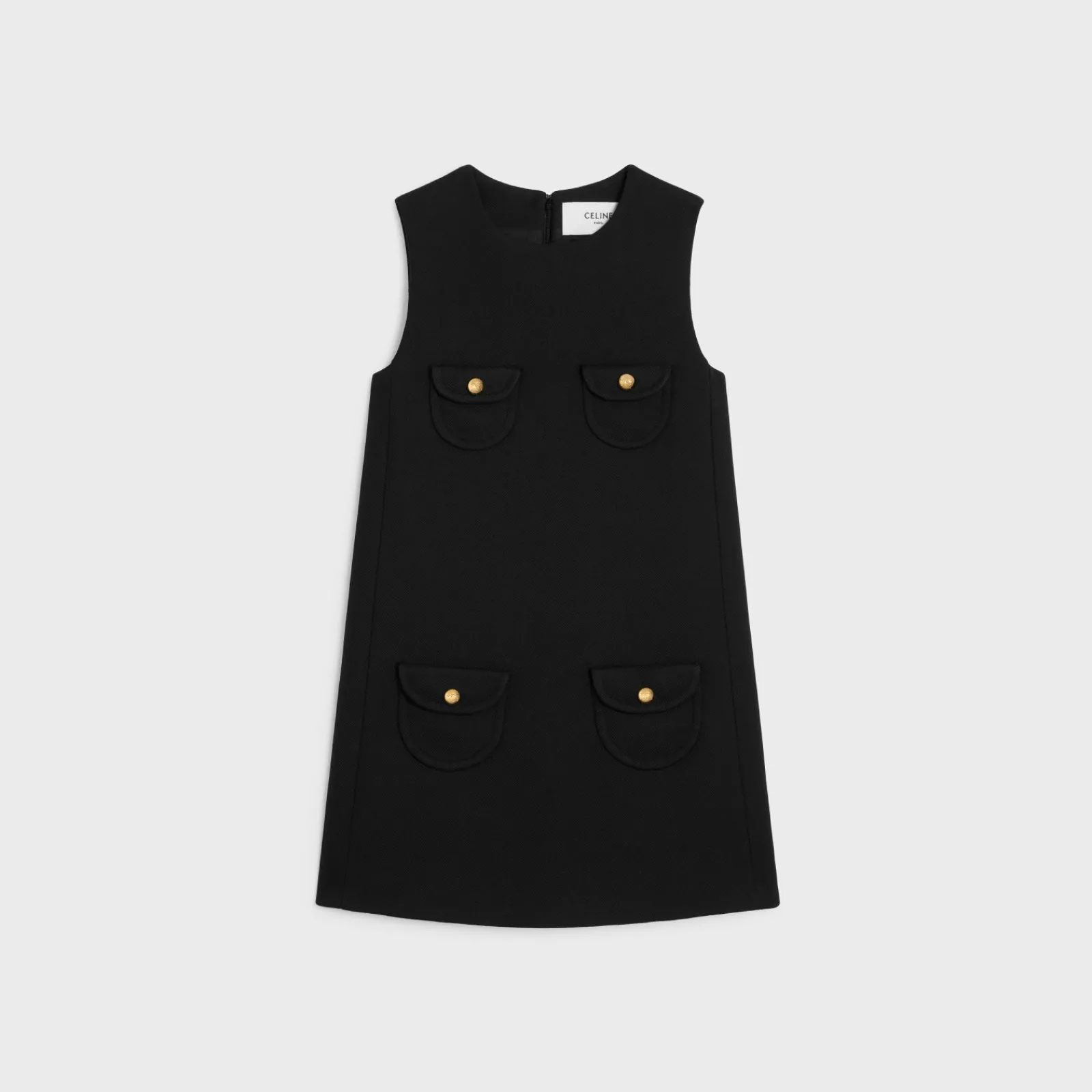 Outlet trapeze mini dress in double faced wool tricotine Women Dresses And Skirts