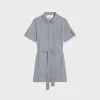 Fashion trapeze mini dress in striped cotton Women Dresses And Skirts