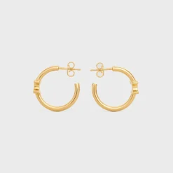 Online Triomphe Asymmetric Hoops in Brass with Finish Women Triomphe | Categories·Earrings