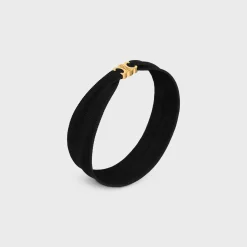 Fashion Triomphe Athletic Headband in Polyamide, Elastane and Brass with Gold Finish Women Hair Accessories