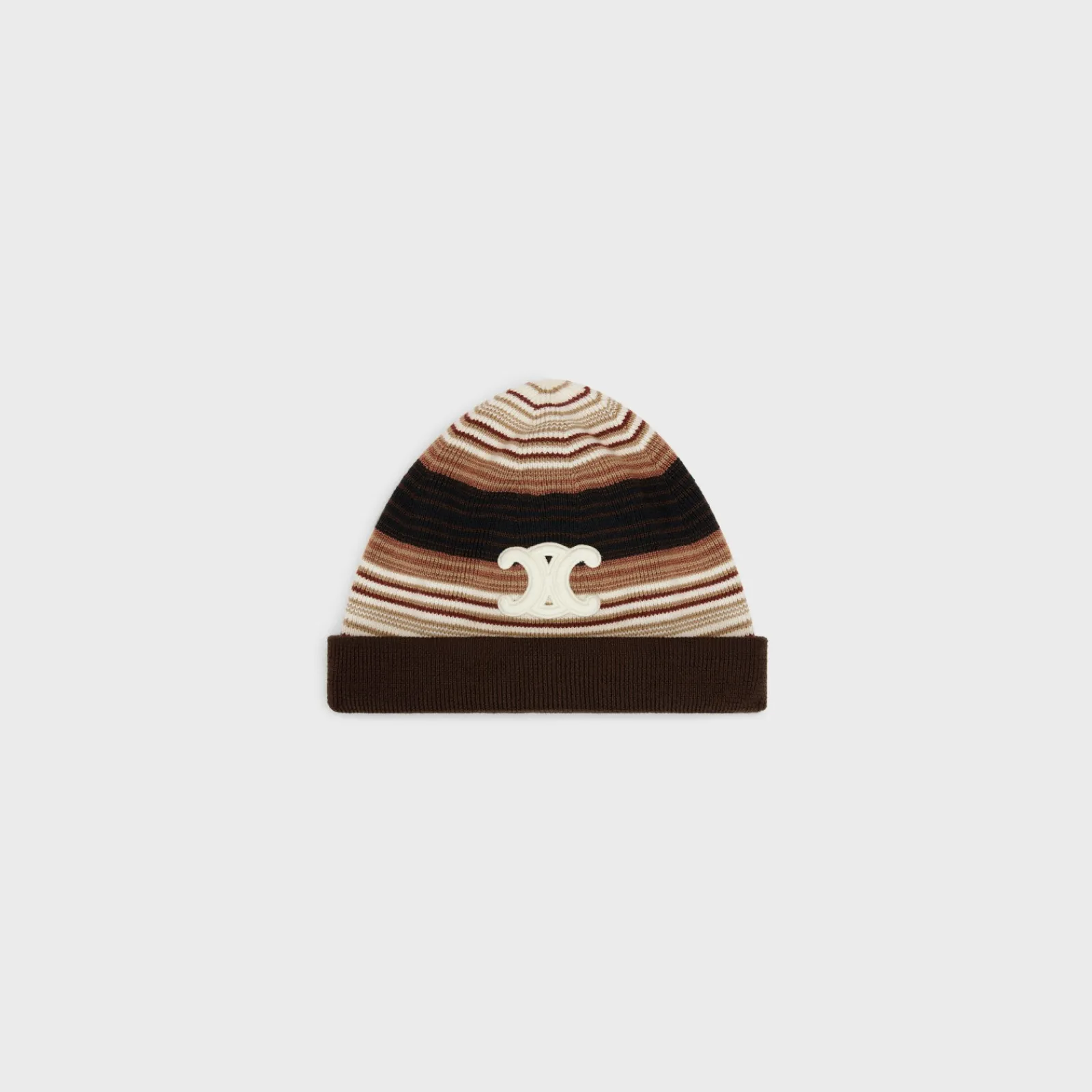 New triomphe beanie in striped wool Women Beanies And Scarves