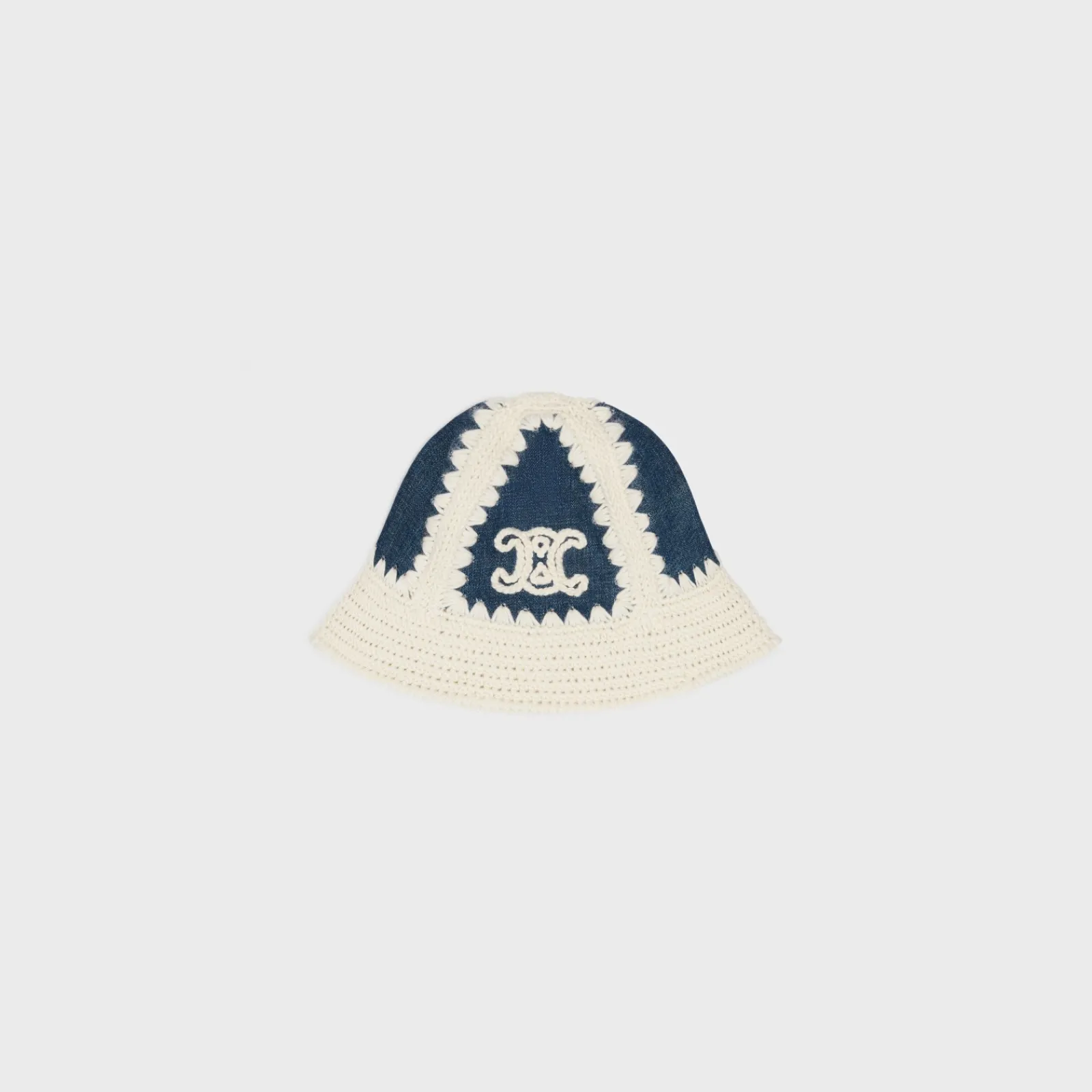 Discount triomphe bucket hat in crocheted wool and denim Women Beanies And Scarves
