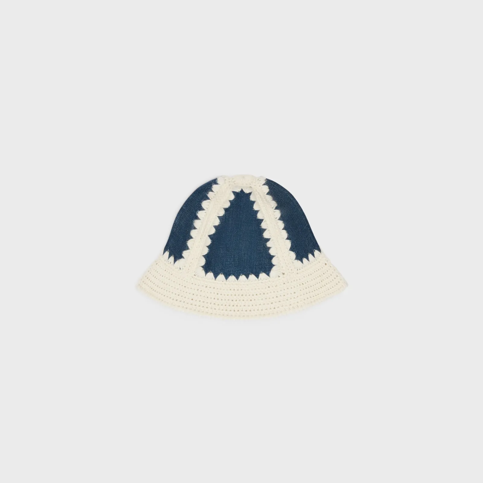 Discount triomphe bucket hat in crocheted wool and denim Women Beanies And Scarves