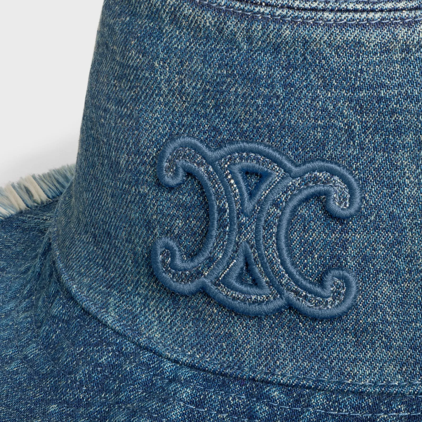 Hot triomphe bucket hat in dark union wash denim Women Bucket Hats And Caps