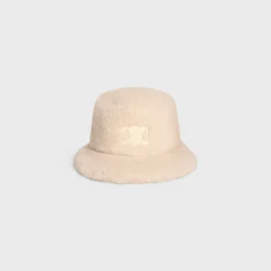 Fashion Triomphe bucket hat in Sherpa cashmere Women Bucket Hats And Caps