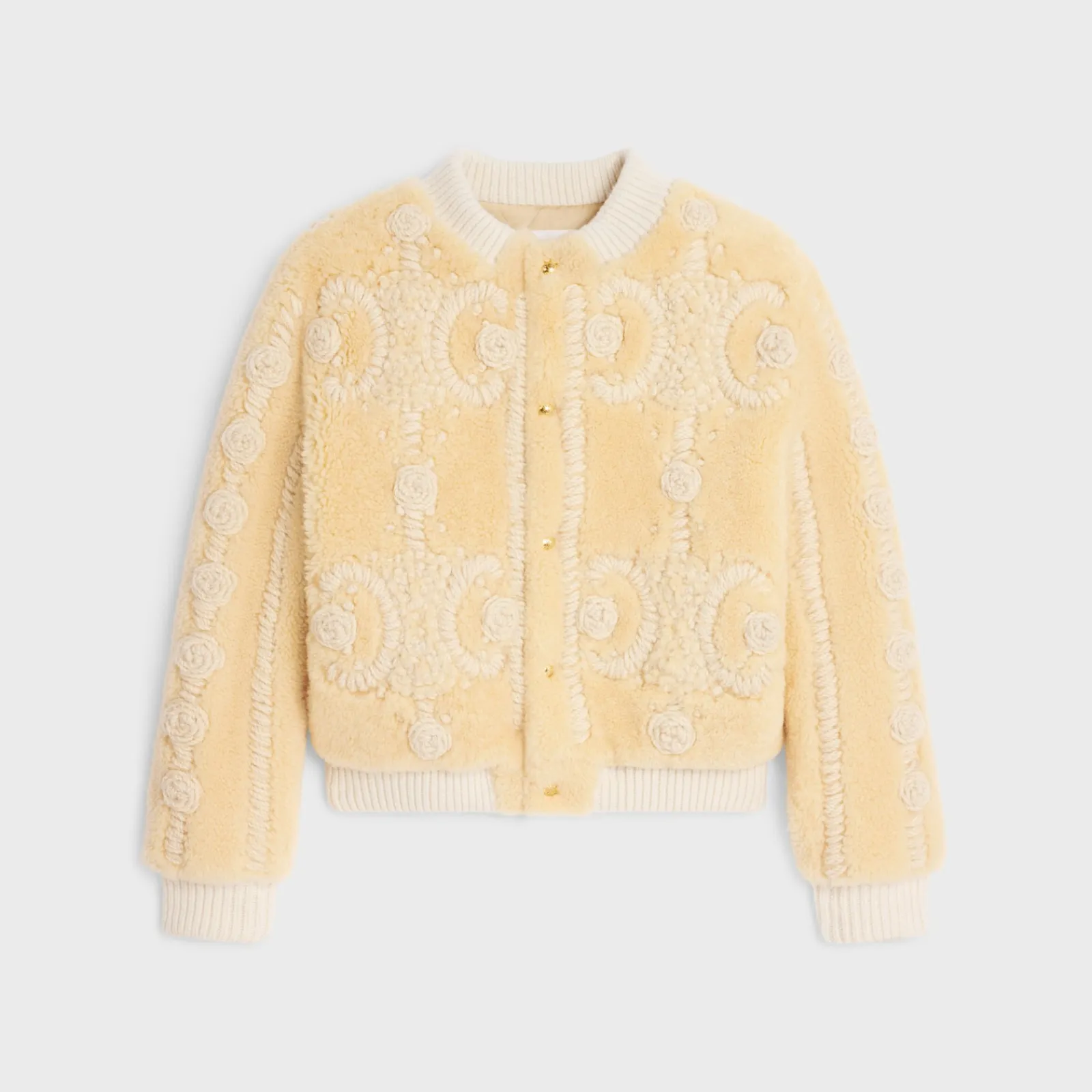Online triomphe cardigan jacket in curly lambskin Women Jackets | Leather And Shearling