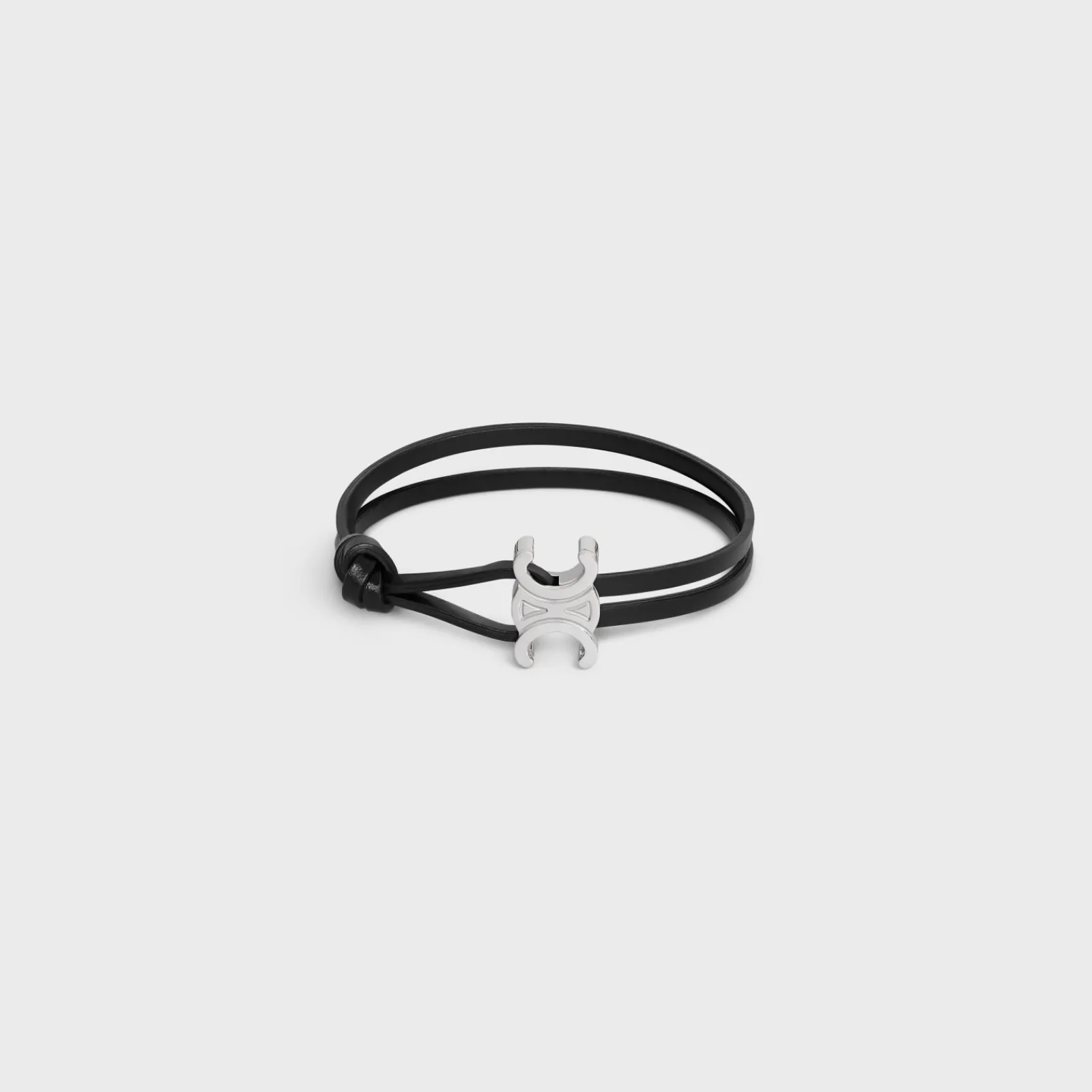 Discount Triomphe Clasp Bracelet in Calfskin and Brass with Rhodium Finish Bracelets & Rings
