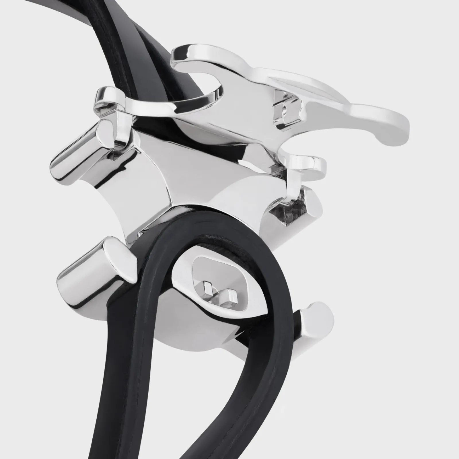 Discount Triomphe Clasp Bracelet in Calfskin and Brass with Rhodium Finish Bracelets & Rings