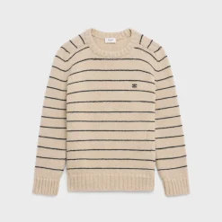 Hot triomphe crew neck sweater in striped wool Knitwear
