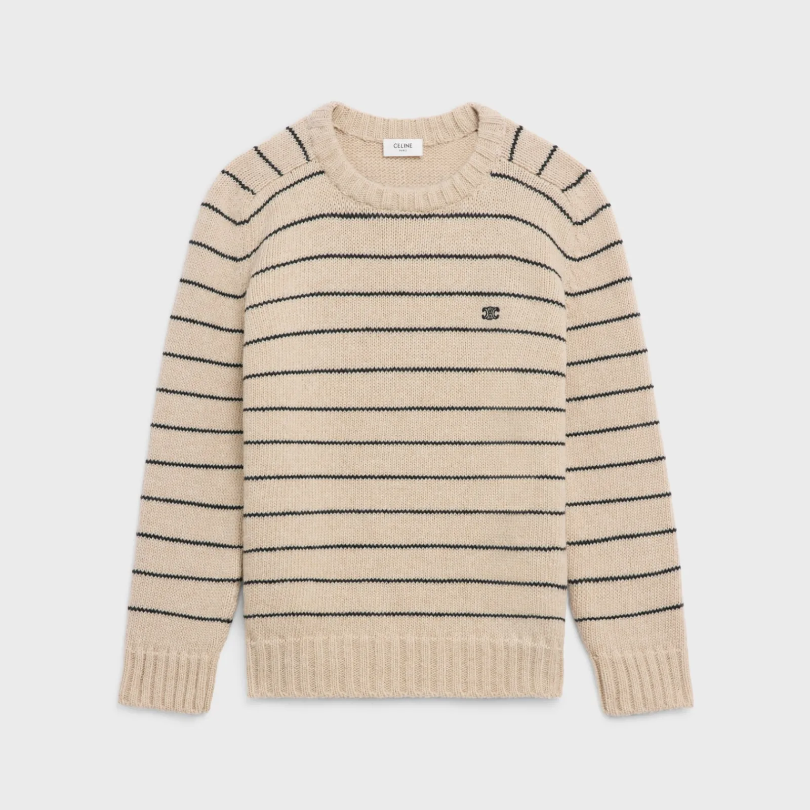 Hot triomphe crew neck sweater in striped wool Knitwear