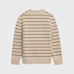 Hot triomphe crew neck sweater in striped wool Knitwear