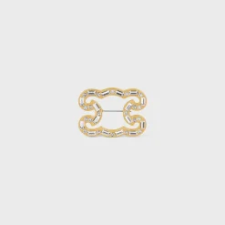 Discount Triomphe Frame Sparkle Brooch in Strass, Brass with Finish and Steel Women Other Accessories | Triomphe