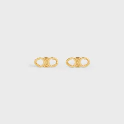 Fashion Triomphe Gourmette Studs in Brass with Finish Women Triomphe | Categories·Earrings