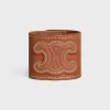 New Triomphe Hair Cuff in Calfskin and Brass with Gold Finish Women Hair Accessories