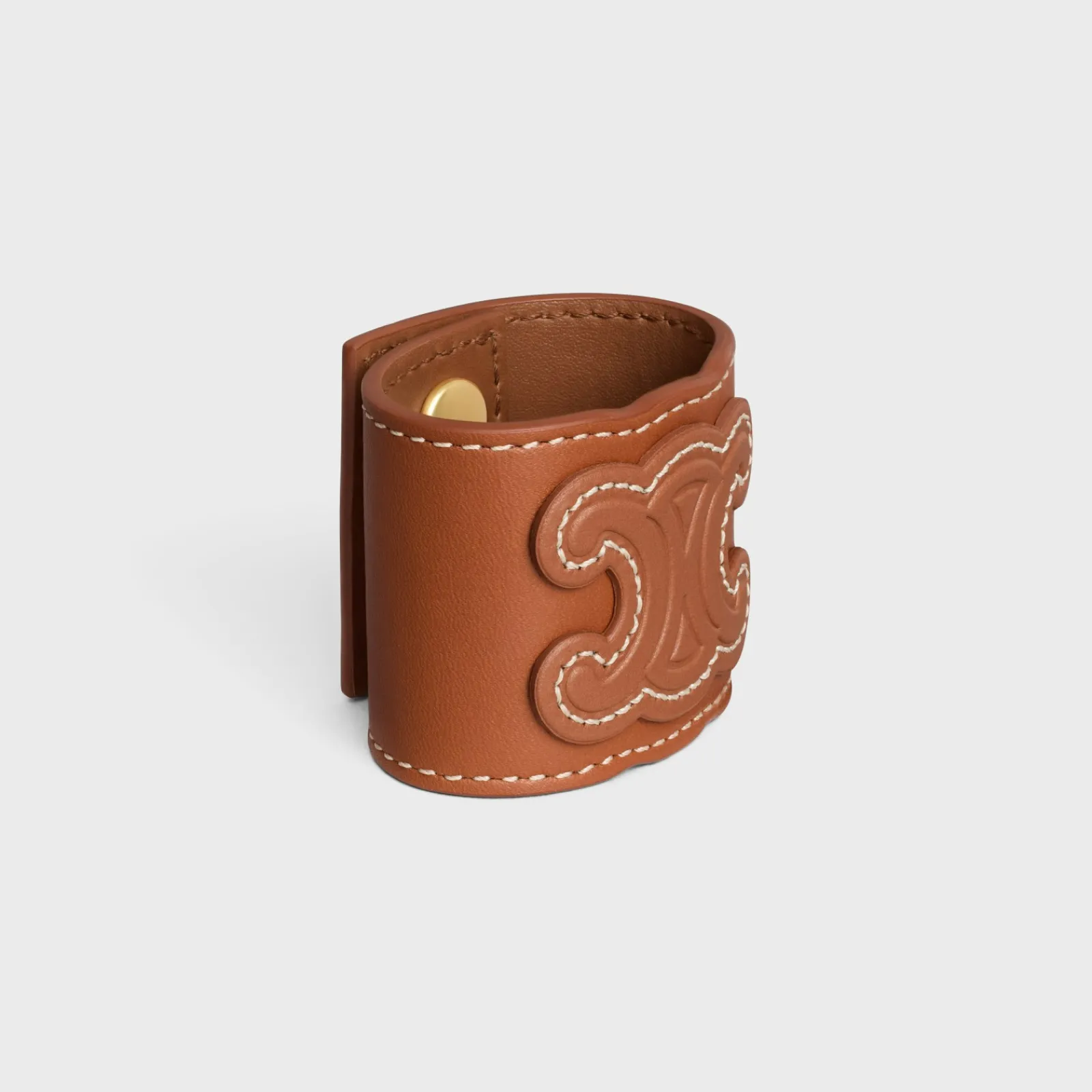 New Triomphe Hair Cuff in Calfskin and Brass with Gold Finish Women Hair Accessories