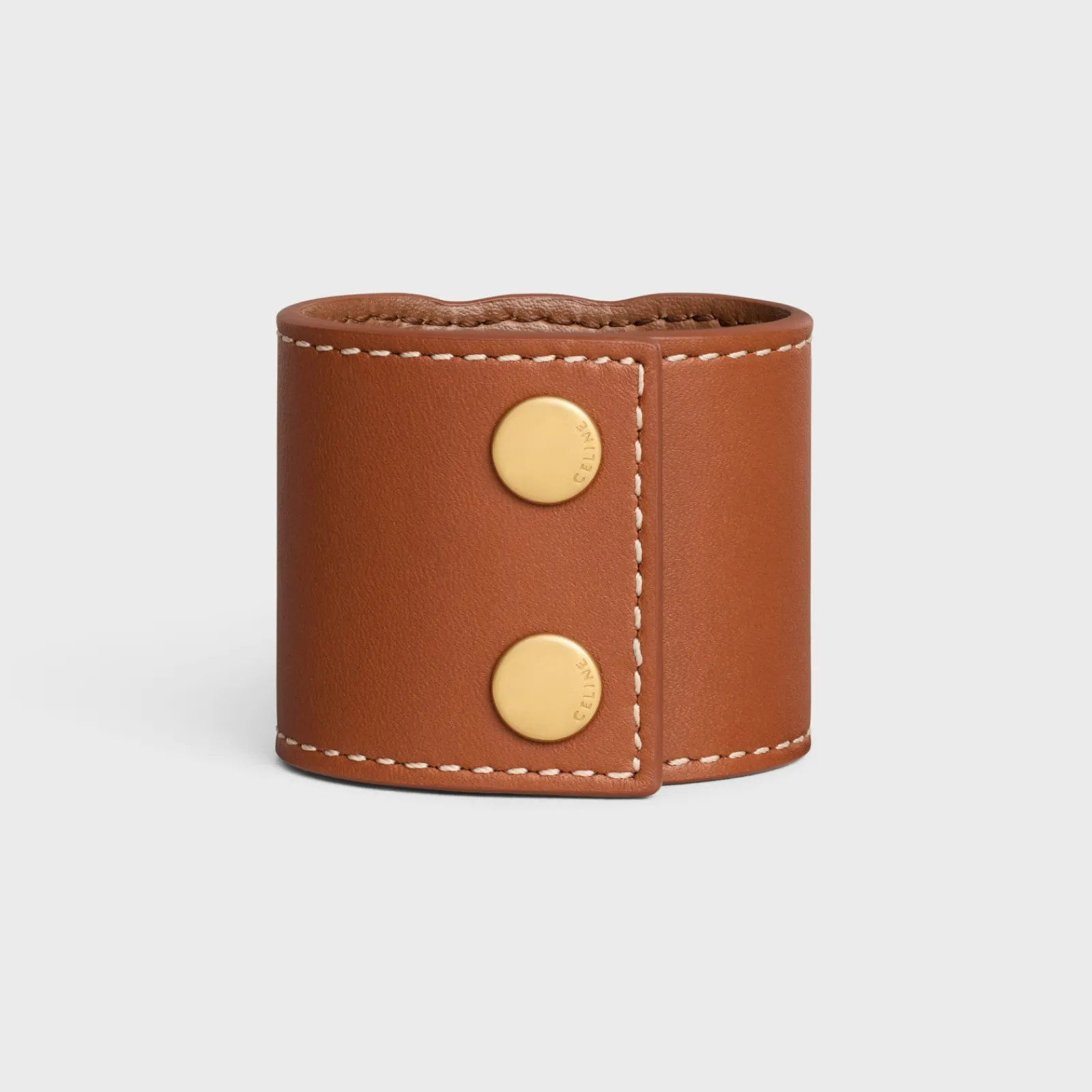 New Triomphe Hair Cuff in Calfskin and Brass with Gold Finish Women Hair Accessories