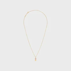 Hot Triomphe Indie Small Necklace in Brass with Gold Finish and Pink Quartz Women Triomphe | Categories·Necklaces