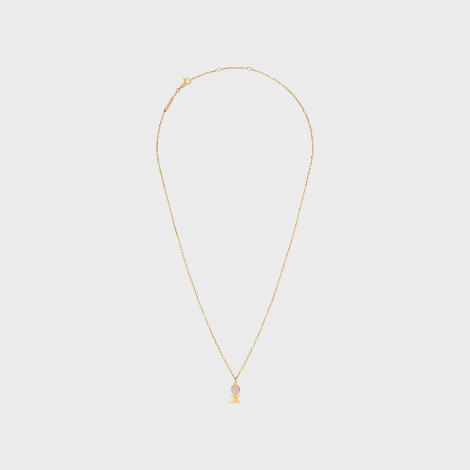 Hot Triomphe Indie Small Necklace in Brass with Gold Finish and Pink Quartz Women Triomphe | Categories·Necklaces