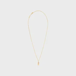 Hot Triomphe Indie Small Necklace in Brass with Gold Finish and Pink Quartz Women Triomphe | Categories·Necklaces