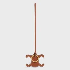 Discount TRIOMPHE KEYRING CHARM in SMOOTH CALFSKIN with GOLD FINISHING Women Categories·Straps And Accessories