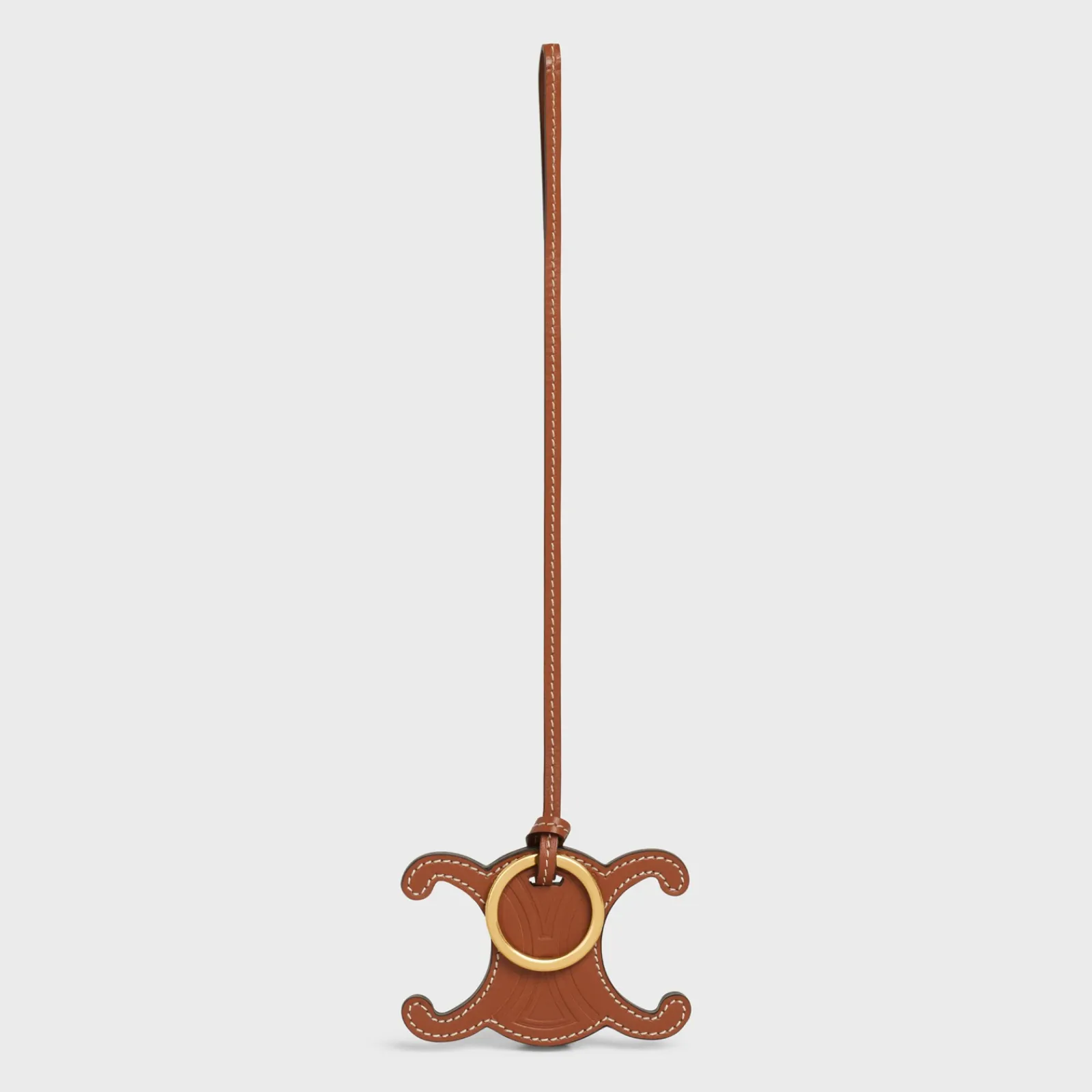 Discount TRIOMPHE KEYRING CHARM in SMOOTH CALFSKIN with GOLD FINISHING Women Categories·Straps And Accessories