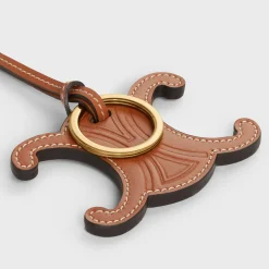 Discount TRIOMPHE KEYRING CHARM in SMOOTH CALFSKIN with GOLD FINISHING Women Categories·Straps And Accessories