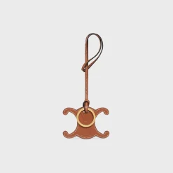 Discount TRIOMPHE KEYRING CHARM in SMOOTH CALFSKIN with GOLD FINISHING Women Categories·Straps And Accessories