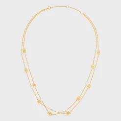Fashion Triomphe Pearl Double Necklace in Brass with Gold Finish and Resin Pearls Women Triomphe | Categories·Necklaces