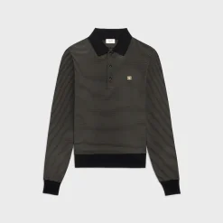 Fashion triomphe polo shirt in finely striped cotton jersey T-Shirts And Sweatshirts