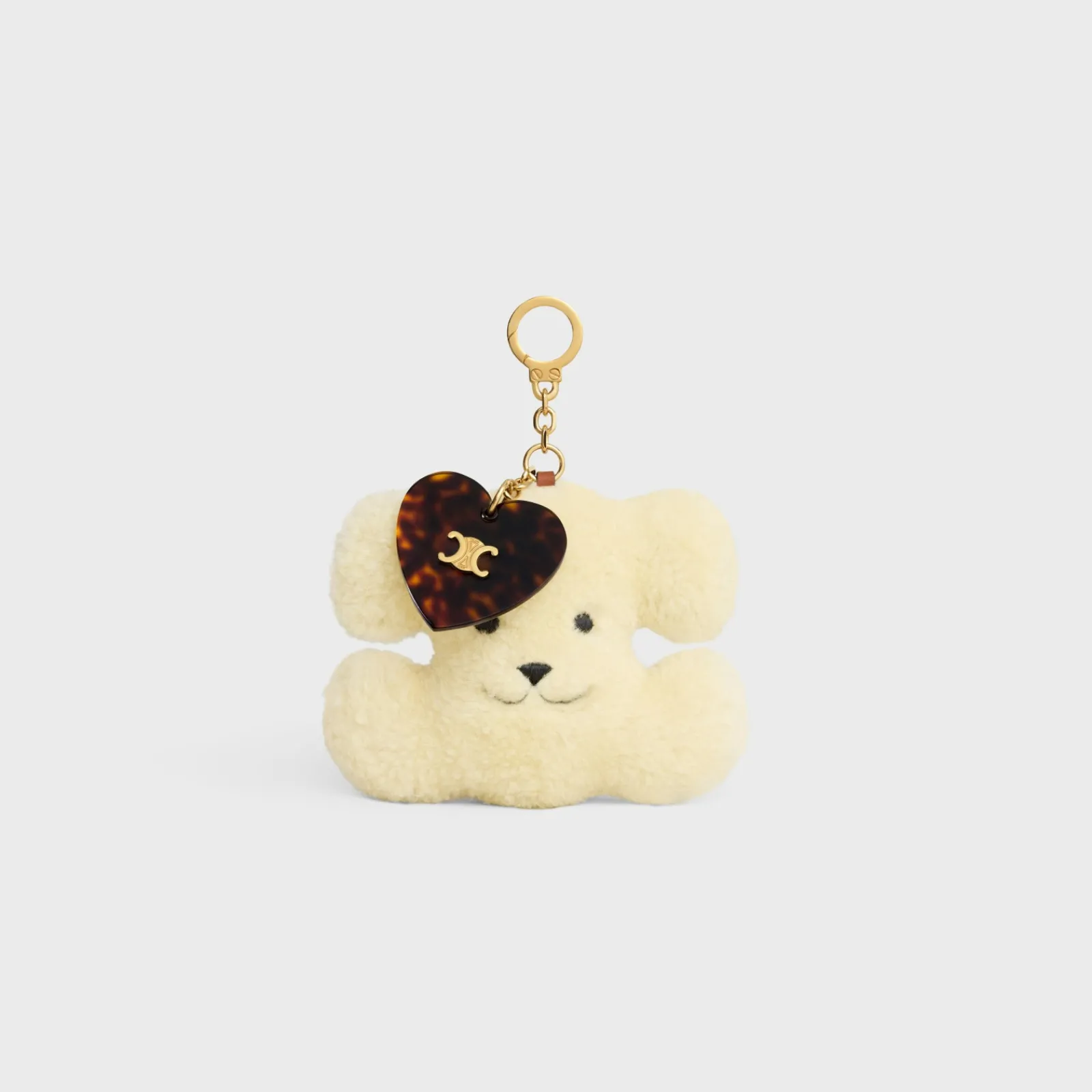 Discount TRIOMPHE pom-pom keyring with heart in SHEARLING AND ACETATE with GOLD FINISHING Women Categories·Straps And Accessories