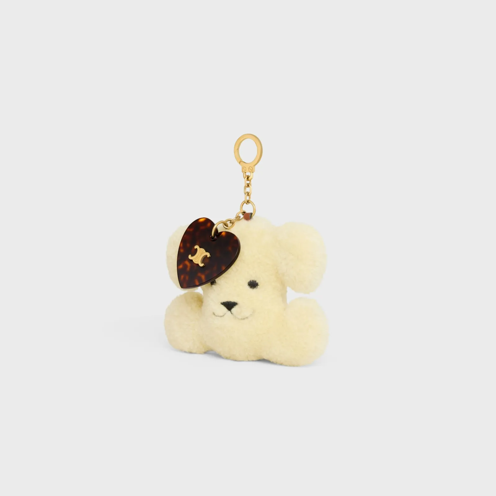 Discount TRIOMPHE pom-pom keyring with heart in SHEARLING AND ACETATE with GOLD FINISHING Women Categories·Straps And Accessories