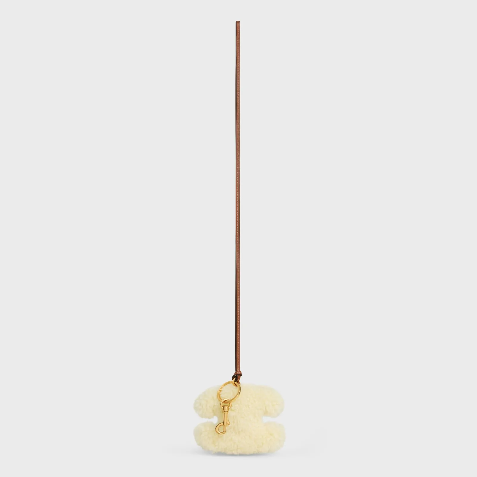 Clearance TRIOMPHE pom-pom keyring in SHEARLING AND SMOOTH CALFSKIN with Gold Finishing Women Categories·Straps And Accessories