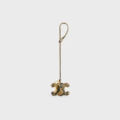 Outlet TRIOMPHE pom-pom keyring in PYTHON with Gold Finishing Women Categories·Straps And Accessories