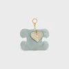 Best TRIOMPHE pom-pom keyring with HEART in SHEARLING AND CALFSKIN with GOLD FINISHING Women Categories·Straps And Accessories