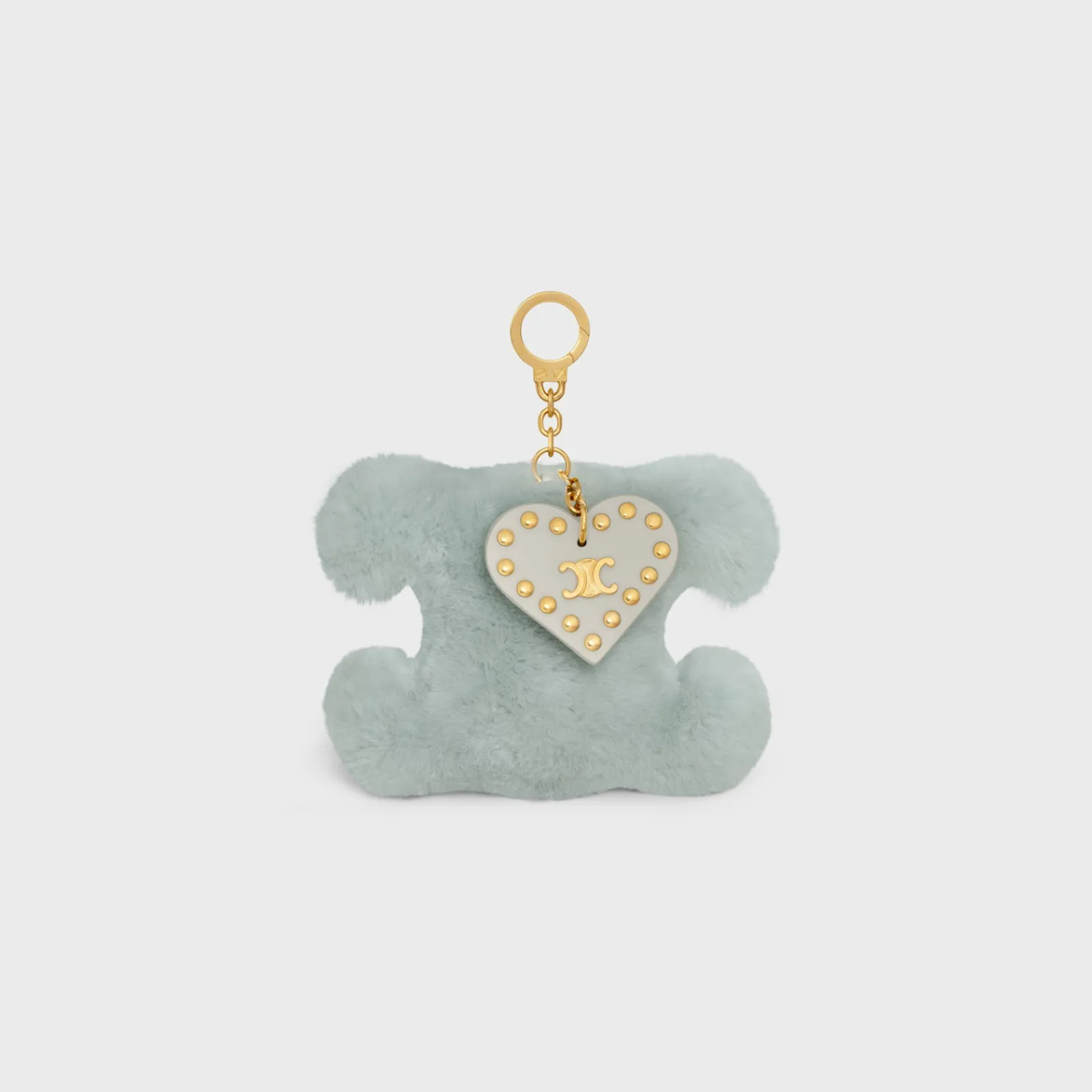 Best TRIOMPHE pom-pom keyring with HEART in SHEARLING AND CALFSKIN with GOLD FINISHING Women Categories·Straps And Accessories
