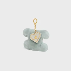 Best TRIOMPHE pom-pom keyring with HEART in SHEARLING AND CALFSKIN with GOLD FINISHING Women Categories·Straps And Accessories
