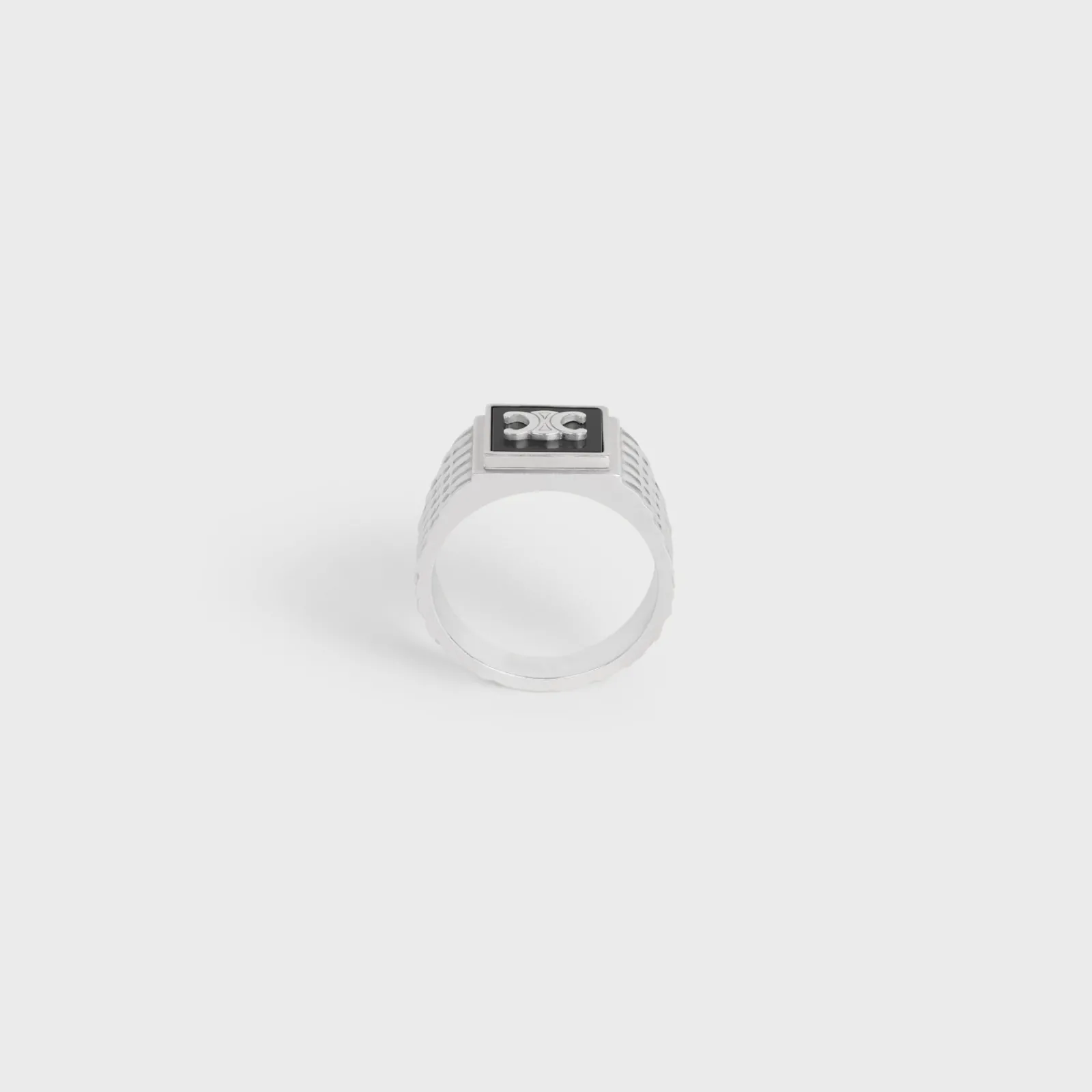 Fashion Triomphe Python Signet Ring in Onyx and Sterling Silver with Rhodium finish Bracelets & Rings