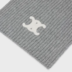 Hot TRIOMPHE SCARF IN RIBBED CASHMERE WOOL Women Beanies And Scarves