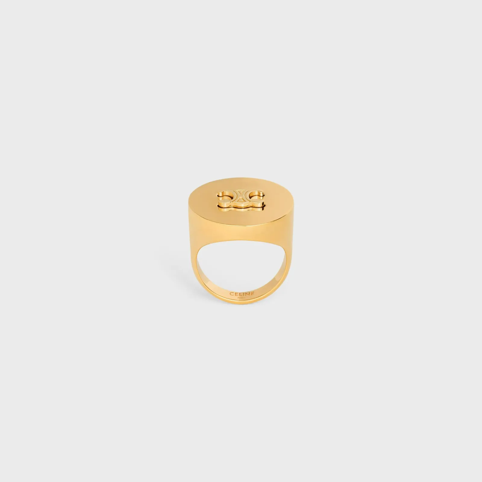 Fashion Triomphe Signet Ring in Brass with Finish Women Triomphe | Categories·Rings