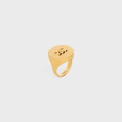 Fashion Triomphe Signet Ring in Brass with Finish Women Triomphe | Categories·Rings