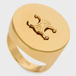 Fashion Triomphe Signet Ring in Brass with Finish Women Triomphe | Categories·Rings