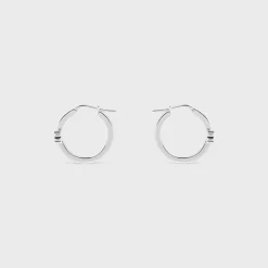 Discount Triomphe Sparkle Hoops in Strass and Brass with Rhodium Finish Women Triomphe | Categories·Earrings