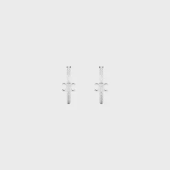 Discount Triomphe Sparkle Hoops in Strass and Brass with Rhodium Finish Women Triomphe | Categories·Earrings