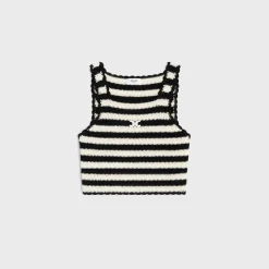 Hot triomphe striped crop top in crocheted cotton Women Knitwear