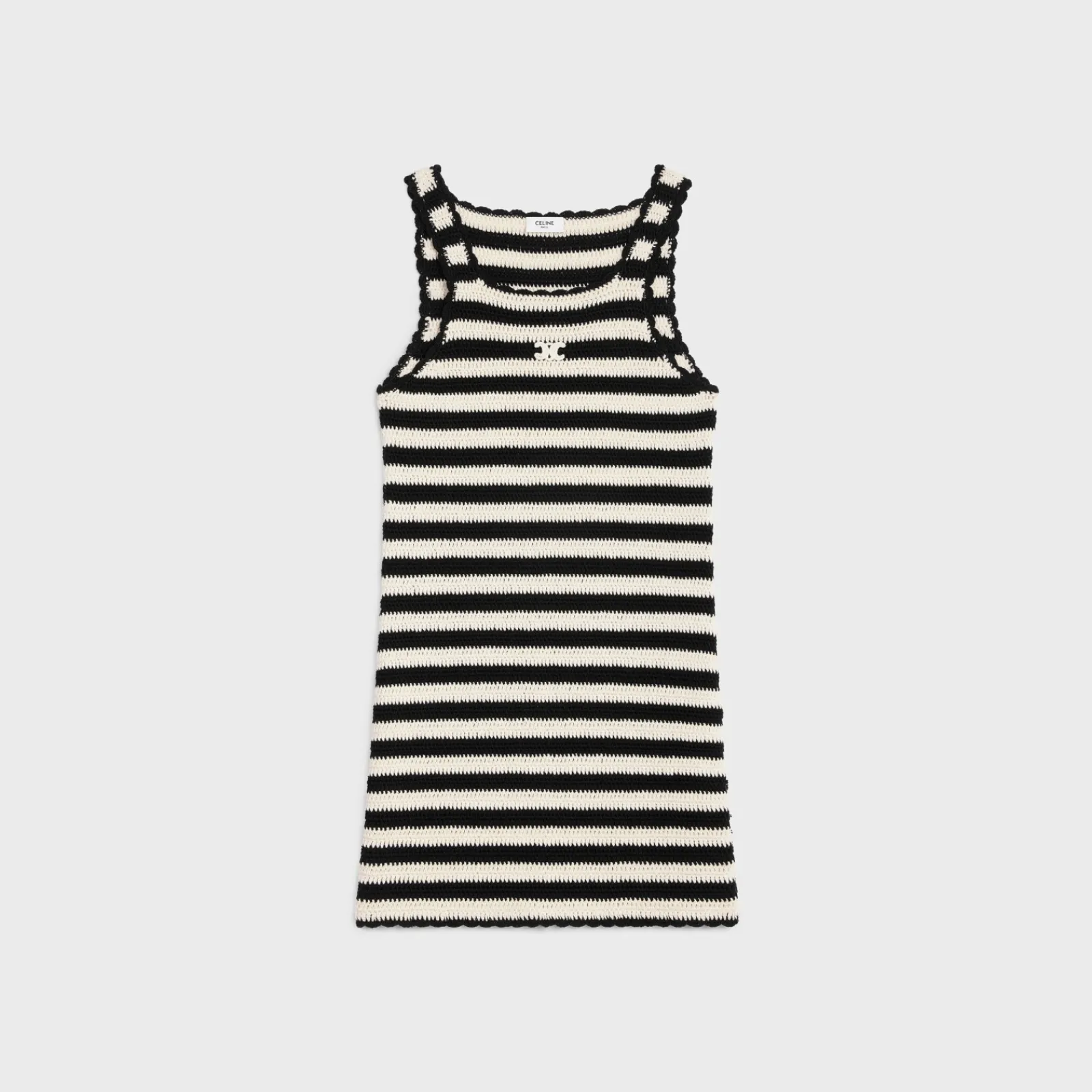 Outlet triomphe striped mini dress in crocheted cotton Women Knitwear | Dresses And Skirts