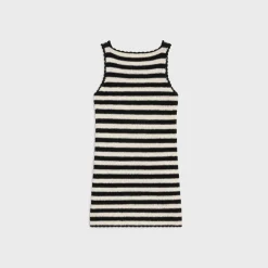 Outlet triomphe striped mini dress in crocheted cotton Women Knitwear | Dresses And Skirts